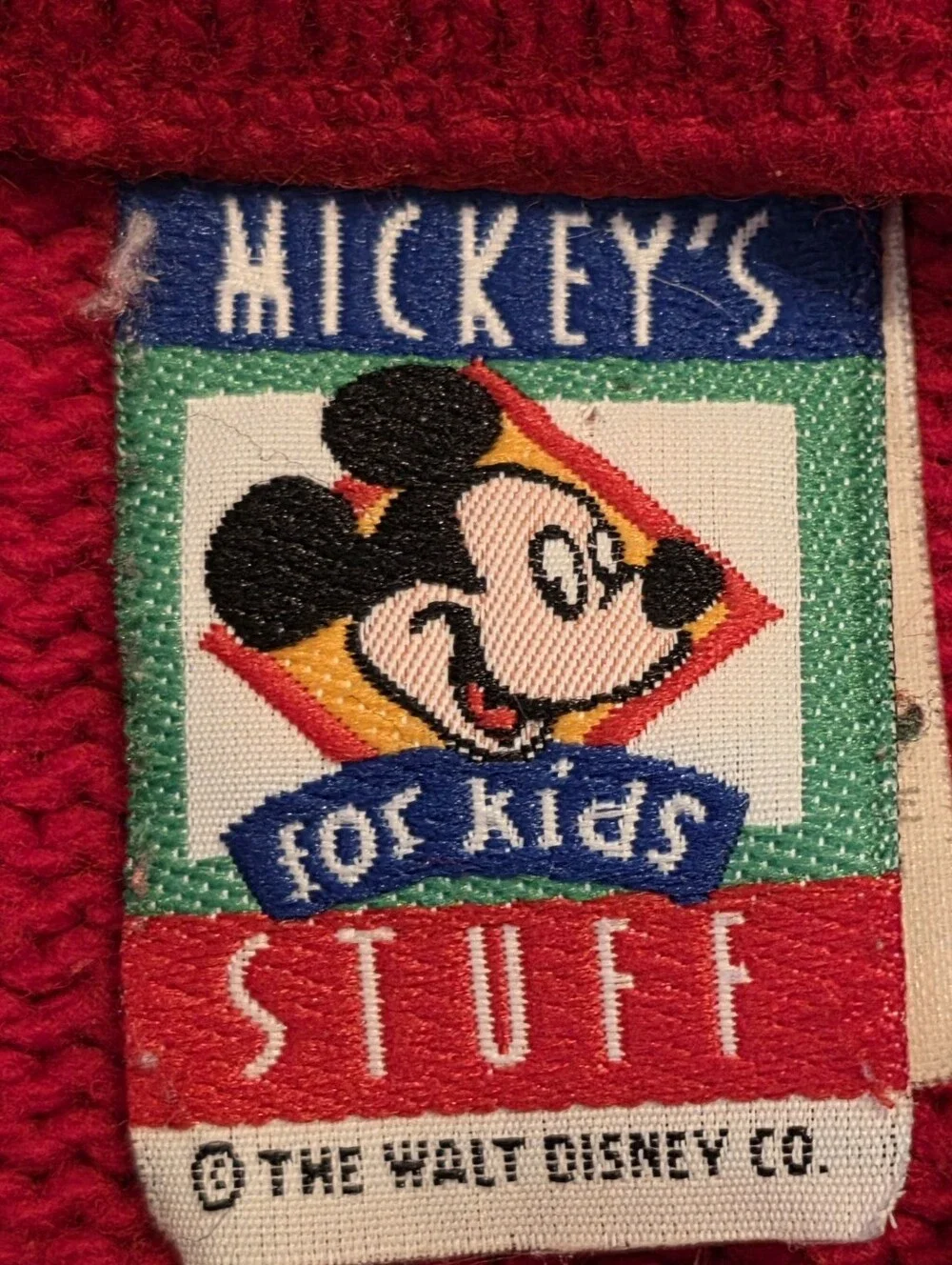 Vtg Childs Large 6x Disney Mickey Mouse Sweater Red Black Acrylic Knit Korea 90s